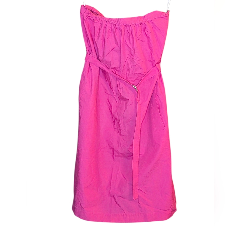 Theory Pavia Pink 100% Cotton Strapless Belted Lightweight Dress